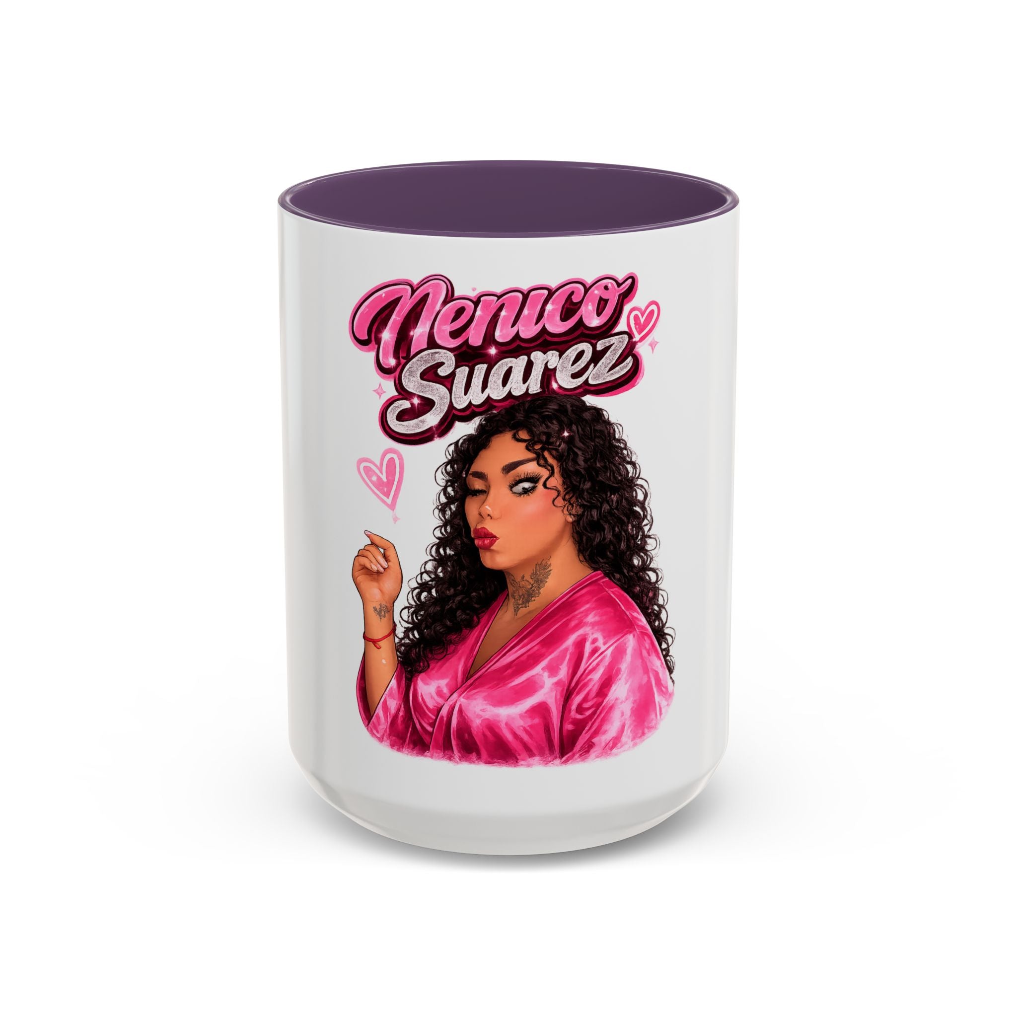 Accent Coffee Mug — 'Nenuco Suarez' Retro Pop Portrait Coffee Mug (11/15oz)