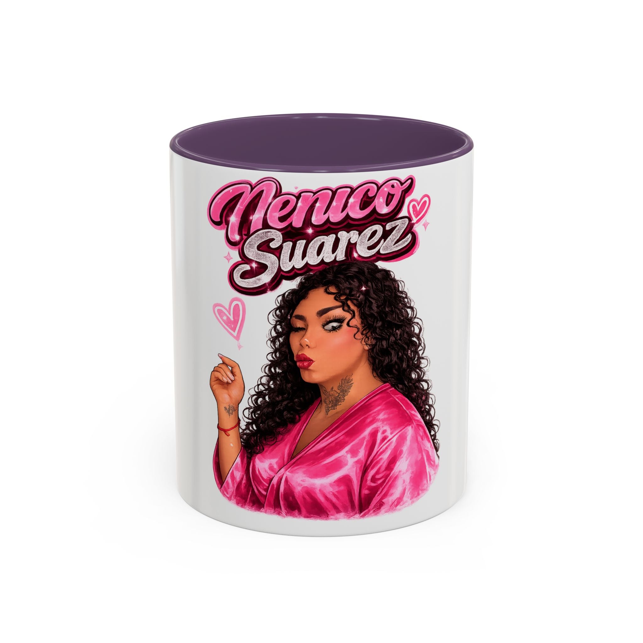 Accent Coffee Mug — 'Nenuco Suarez' Retro Pop Portrait Coffee Mug (11/15oz)