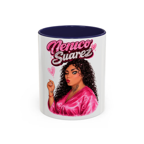 Accent Coffee Mug — 'Nenuco Suarez' Retro Pop Portrait Coffee Mug (11/15oz)