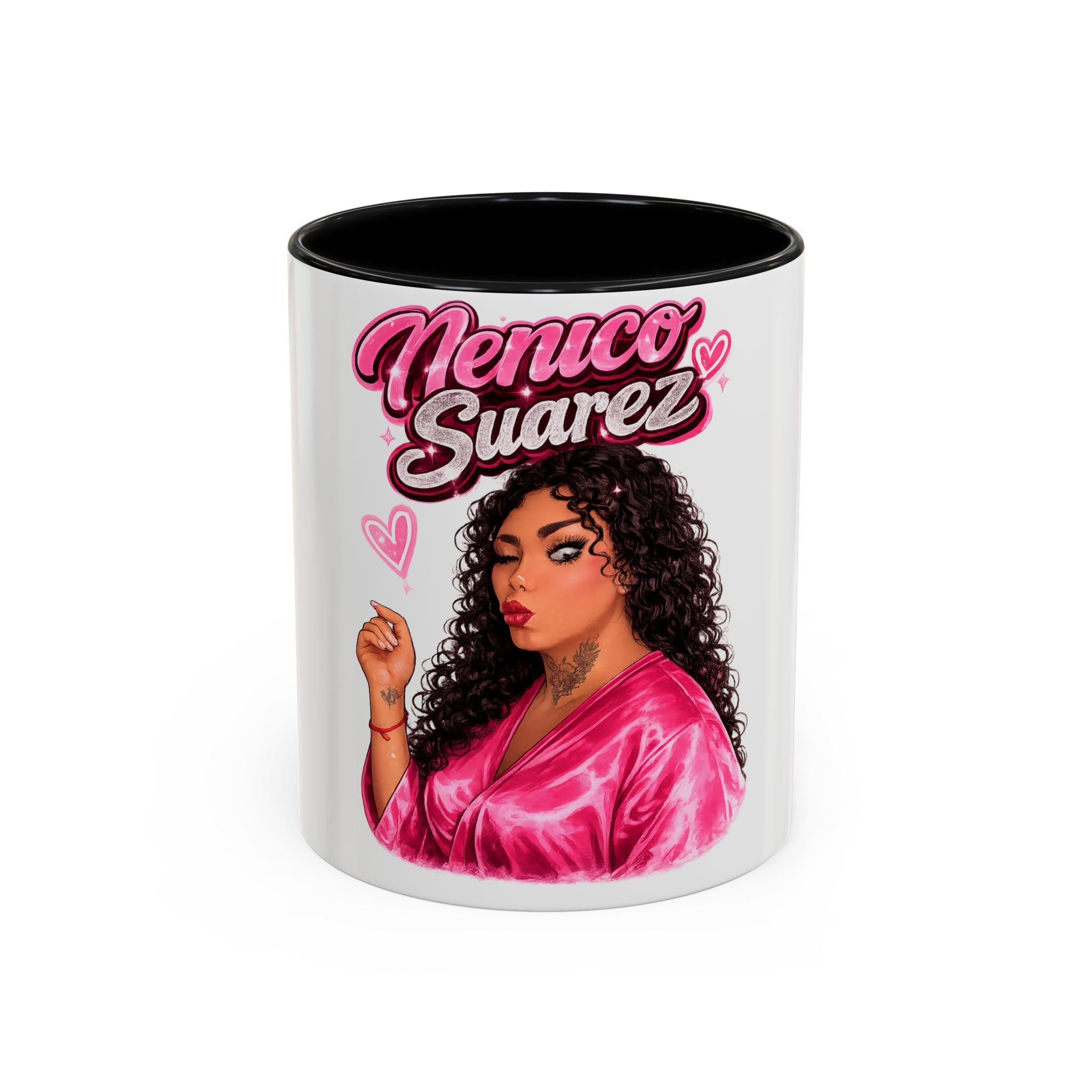 Accent Coffee Mug — 'Nenuco Suarez' Retro Pop Portrait Coffee Mug (11/15oz)