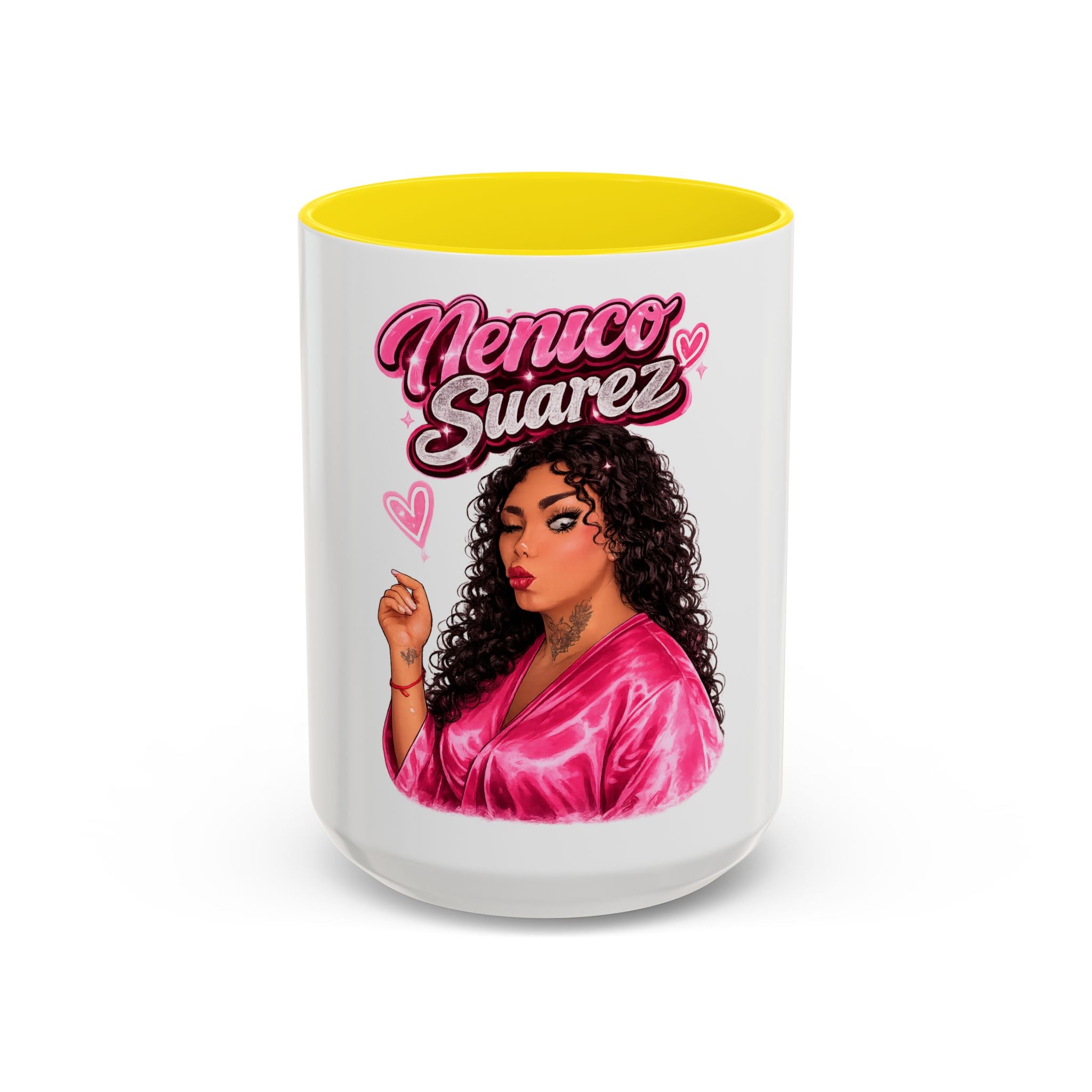 Accent Coffee Mug — 'Nenuco Suarez' Retro Pop Portrait Coffee Mug (11/15oz)