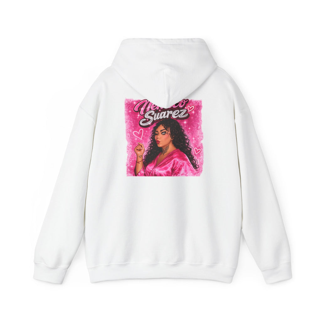 Graphic Hoodie — Pink Glam Portrait “Suarez”
