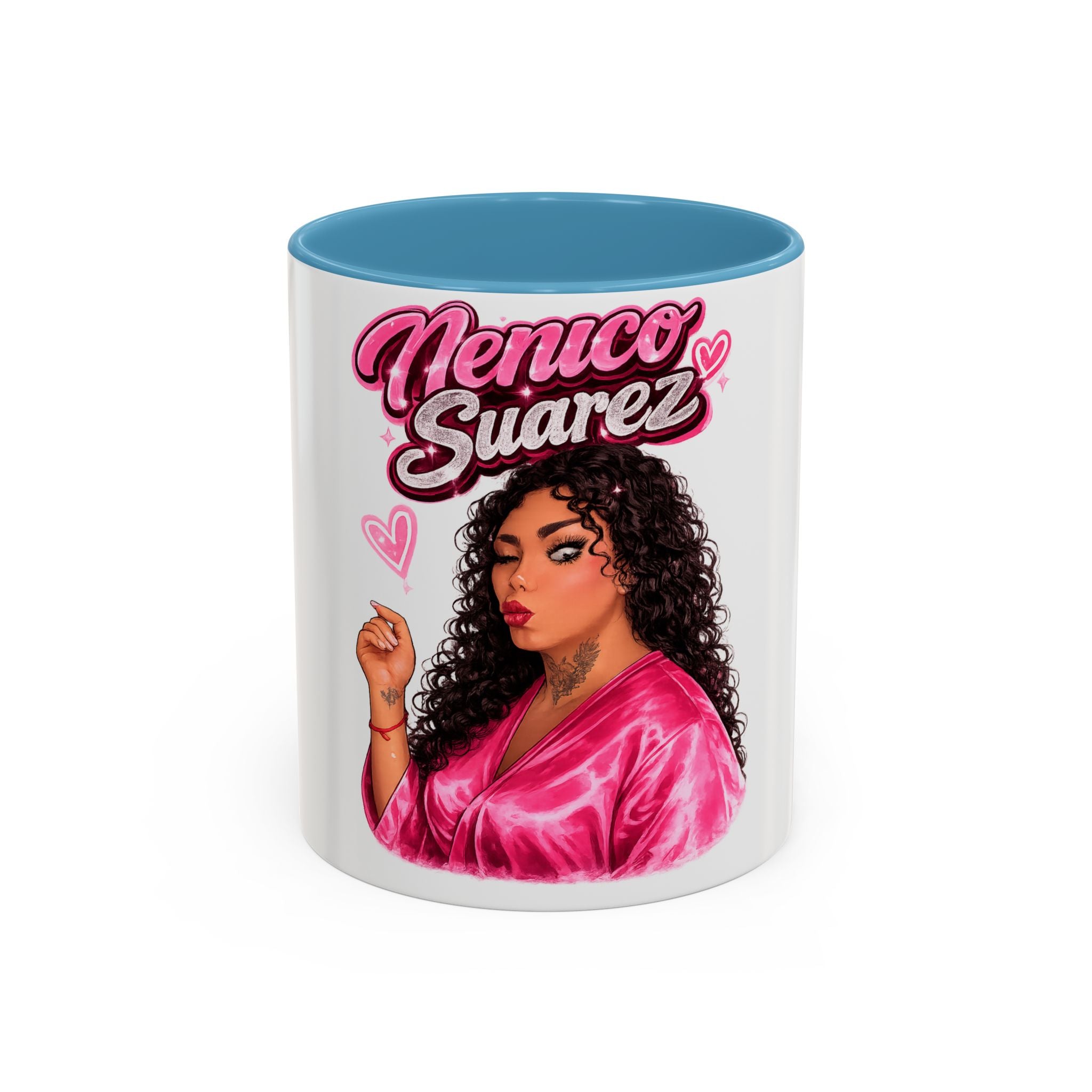 Accent Coffee Mug — 'Nenuco Suarez' Retro Pop Portrait Coffee Mug (11/15oz)