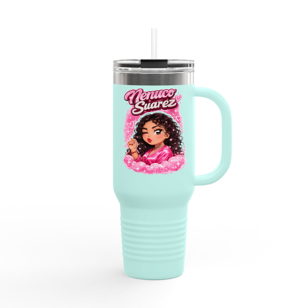 40oz Insulated Travel Mug — Pink 'Nenuco Suarez' Character Design