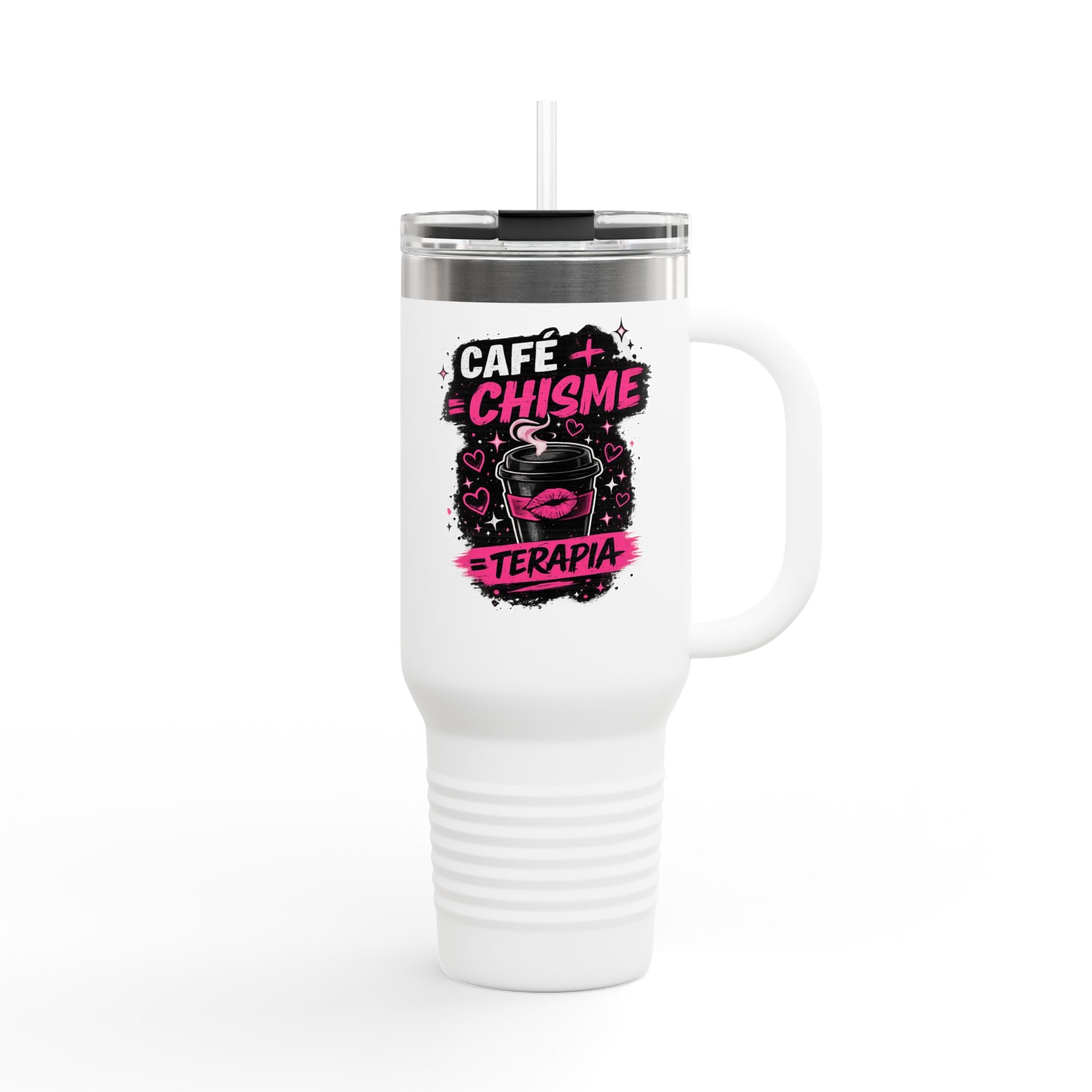 Insulated Travel Mug — “Café Chisme Terapia” 40oz Stainless Steel Tumbler