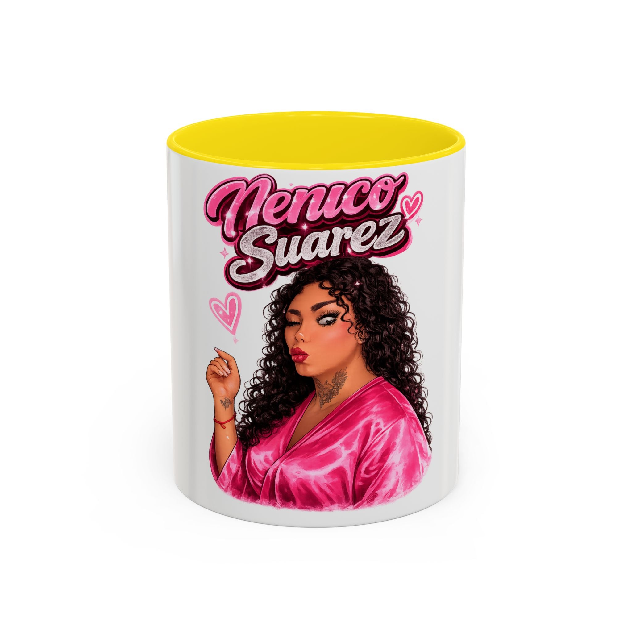 Accent Coffee Mug — 'Nenuco Suarez' Retro Pop Portrait Coffee Mug (11/15oz)