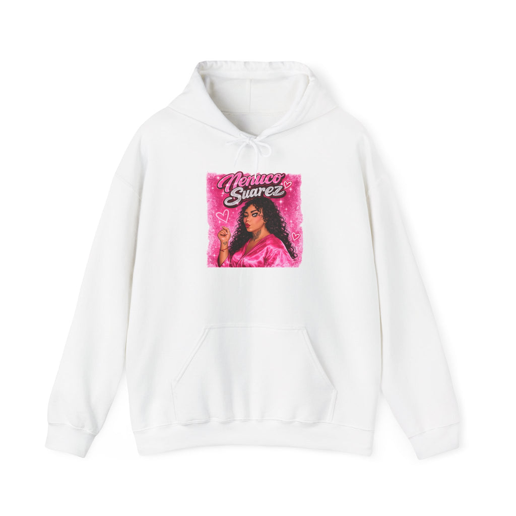 Graphic Hoodie — Pink Glam Portrait “Suarez”