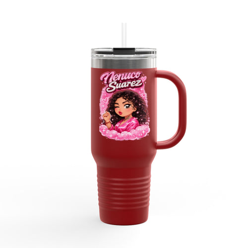 40oz Insulated Travel Mug — Pink 'Nenuco Suarez' Character Design